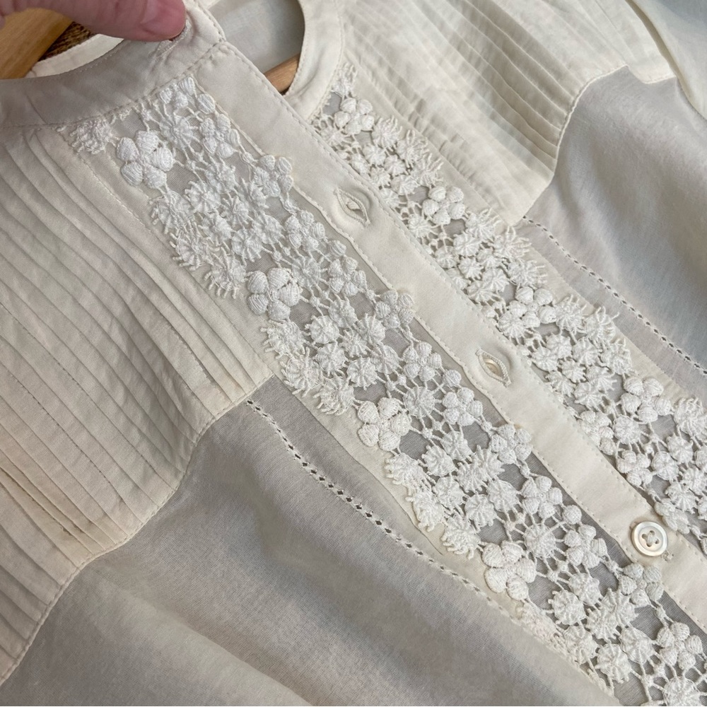 Cream Cotton-Silk Button Down by COLDWATER CREEK - Picture 3 of 11